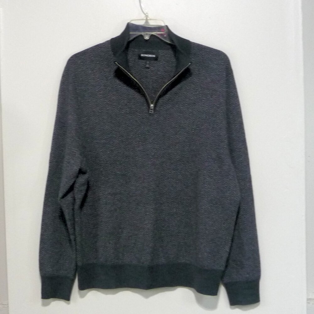 BONOBOS FINE MERINO WOOL 1/4 ZIP SWEATER LARGE SLIM FIT